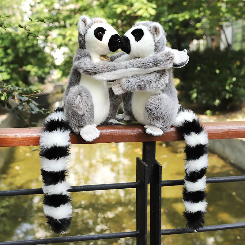 28CM Simulation Lemur Plush Toys Realistic Cute Stuffed Animal Monkey Doll Soft Pillow Boys Birthday Xmas Gifts