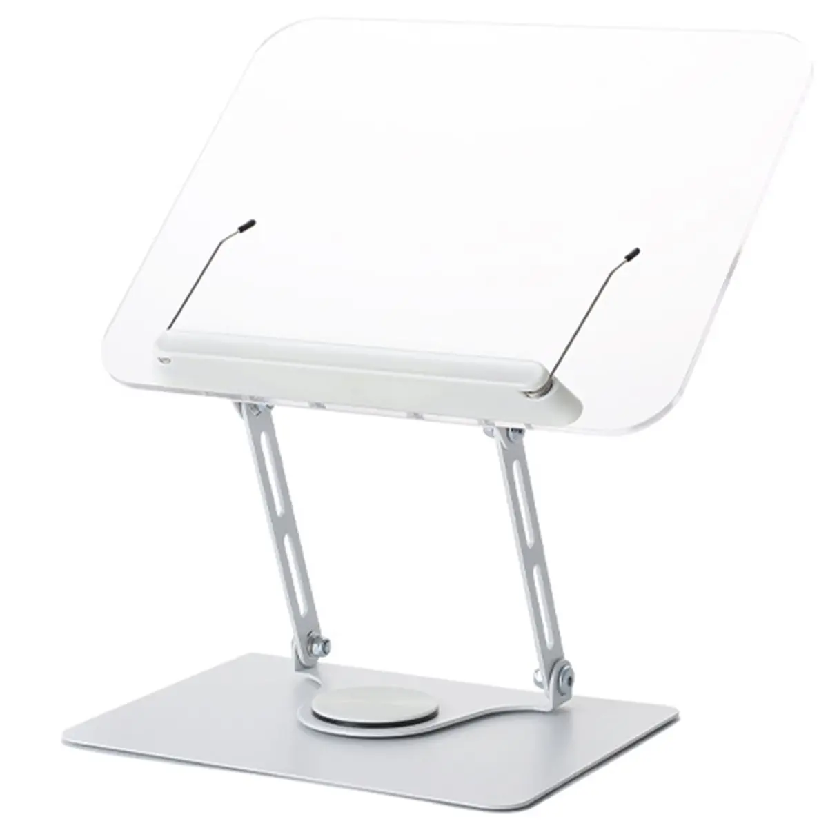 A46U Adjustable Acrylic Book Stand for Reading, 360° Rotating Base, Hands-Free Cookbook Stand for Laptop, Tablet,Music Score