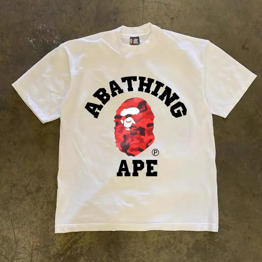 High Street Retro und interessantes bedrucktes, lockeres und bequemes Kurzarm-T-Shirt aus reiner Baumwolle für Männer und Frauen