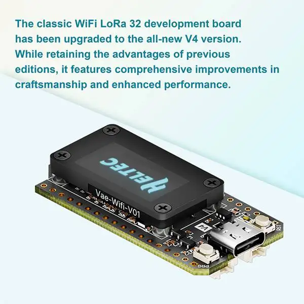 Heltec V4 Meshtastic WiFi LoRa 32 Dev-Board Case Set with Soft Antenna ESP32 SX1262 Solar Powered BLE Low Power