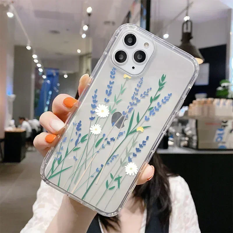 Luxury Flower Case for iPhone 14 11 13 12 Pro Max  XR 6 7 8 Plus X 13 Mini 14promax 13promax Silicon Funda Clear Cover image 4