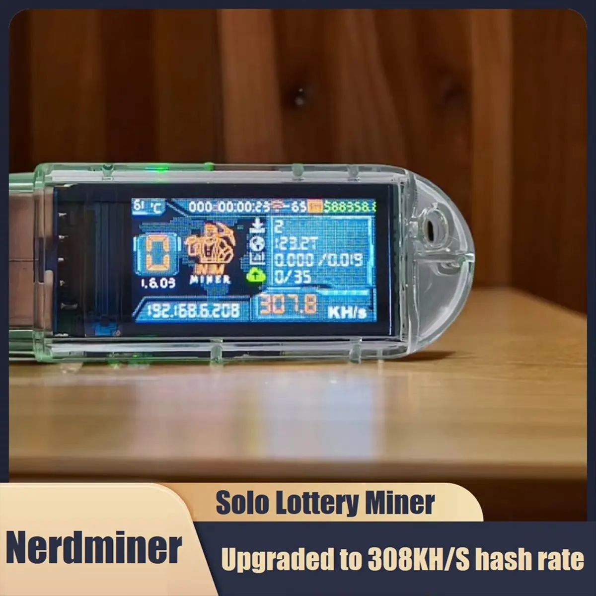 *A99Z NMminer USB Nerdminer 308KH/S Solo Lottery Miner BTC Miner Color Display Bitcoin Mini Miner Asic Mining for Home Office