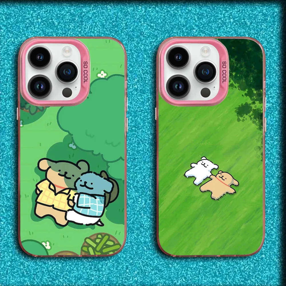 

Korea Line Puppy Maltese Phone Case For iPhone 16,15,14,13,12,11,Mini,Pro,MAX Pink Matte Silicone Cover