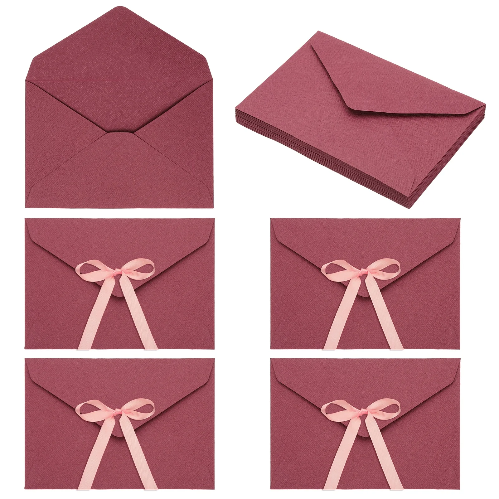 

20Pcs Greeting Card Envelopes with Ribbon Bow Tiny Item Storage Vintage Cute Present Card Holder Mini Envelope for Wedding Party