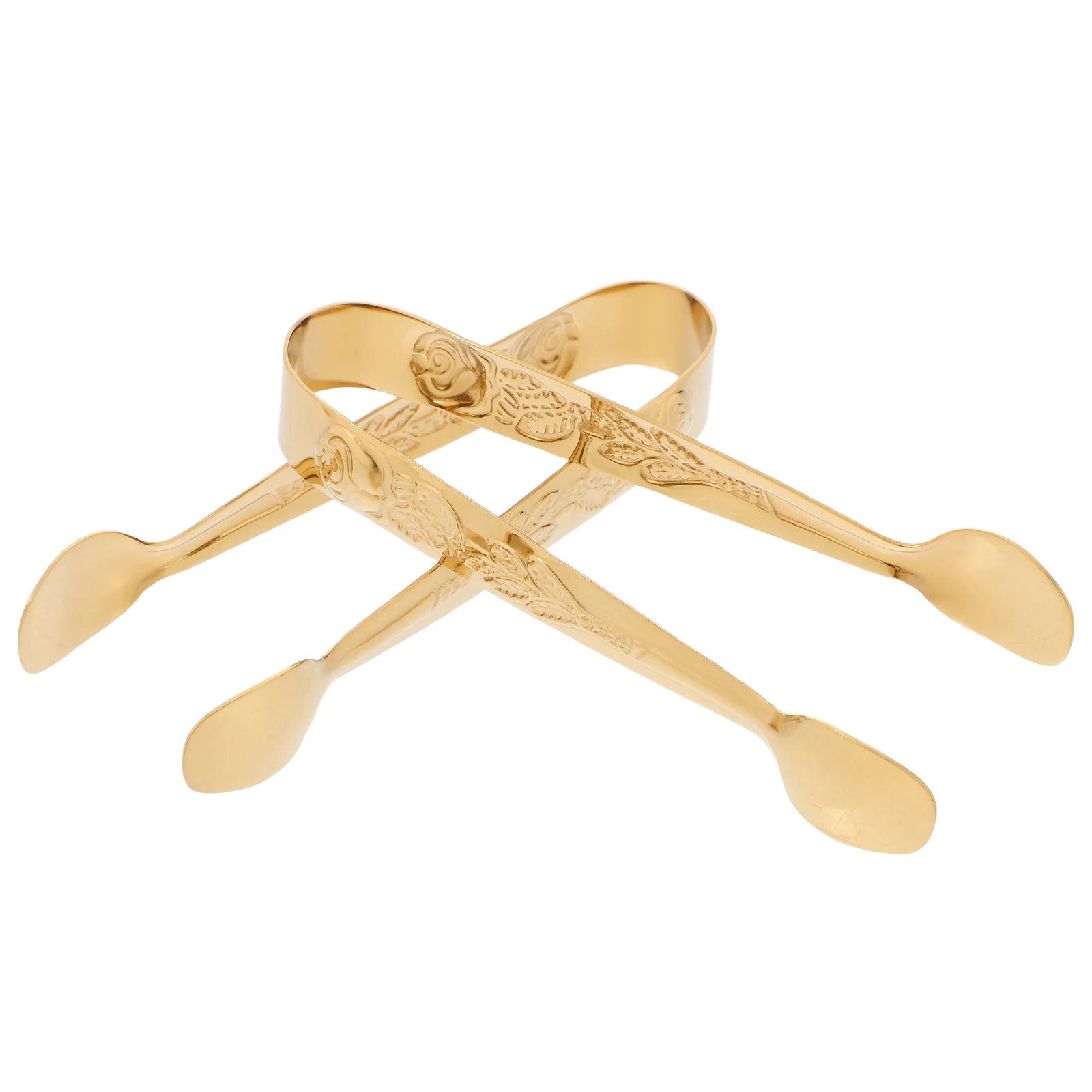 

2pcs Stainless Steel Finish Mini For Appetizers Desserts Serving Tongs Party Ice Cube Tongs Kitchen Barware