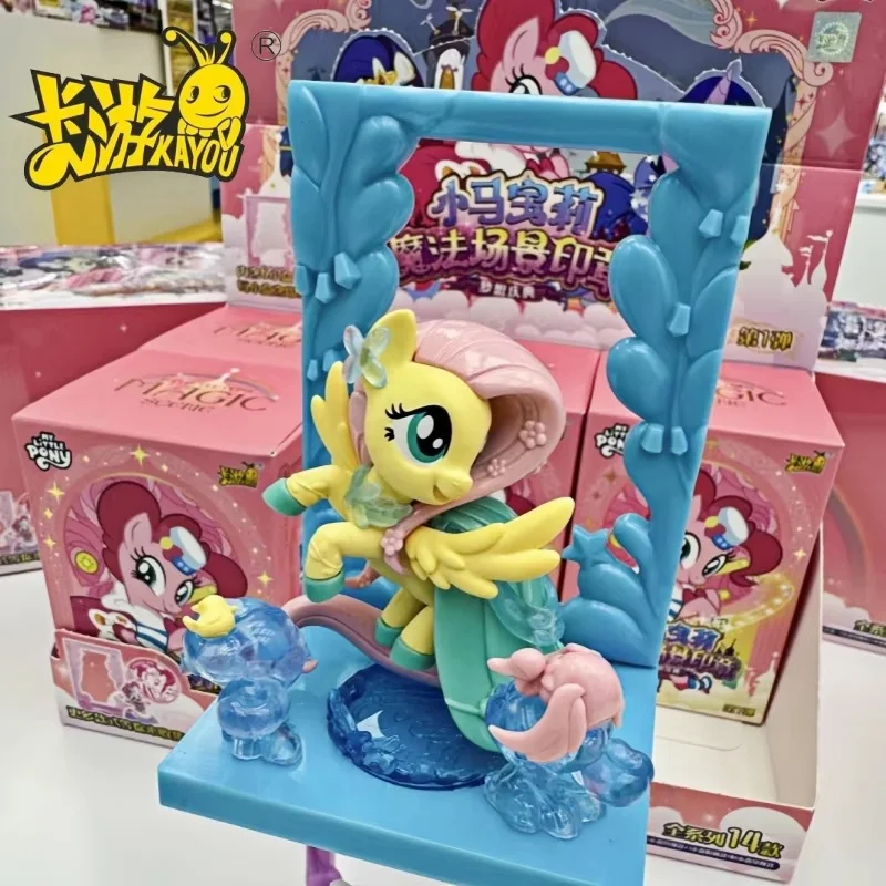 New Genuine KAYOU My Little Pony Rubber Doll Magic Scene Seal The First Bullet Blind Box Rare Style Pinkie Pie Rarity Kids Gifts