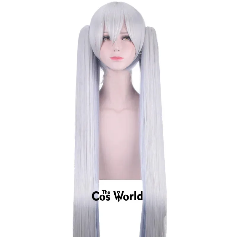 VOCALOID 2018 Snow Miku mezcla de colores 120 cm de largo recto Anime Cosplay pelucas de fibra pelo sintético resistente al calor + gorro de peluca