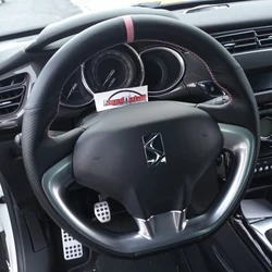 LS AUTO Braiding on The Steering Wheel for Citroen DS3 2011 Hand-sewing Cover Hand Sew Wrap Fundas De Volante for ds3 racing