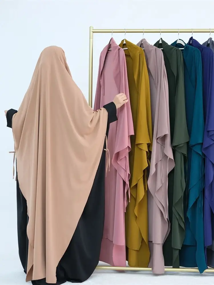 Ramadan Eid Khimar Abaya Dubai Turkey Islam Muslim Maxi Hijab Dress Nida Prayer Clothes For Women Kebaya Robe Femme Musulmane