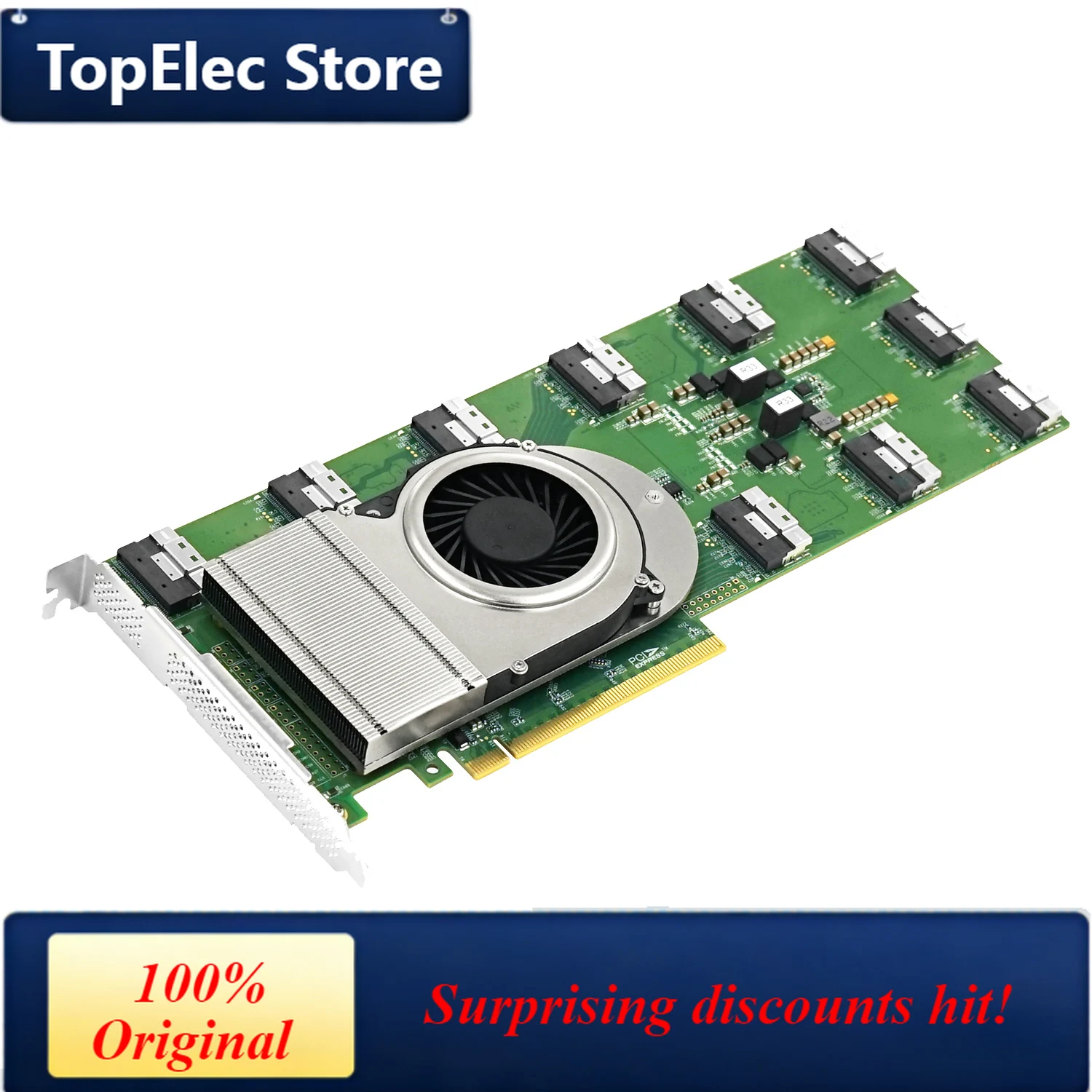 TopElec LRNV9F96-10I PCle 4.0 x16 10*SFF-8654 8i NVMe Switch Adapter Expandable to 20 SSD