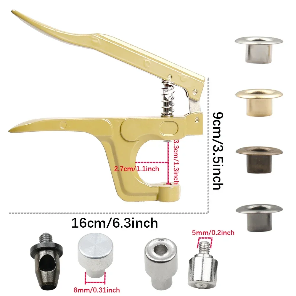 5/6/8mm Brass Eyelets For Thick Fabric with Multifunctional Pliers Grommet Kit Leather Belt Paper Eyelet Tool and Accessoires