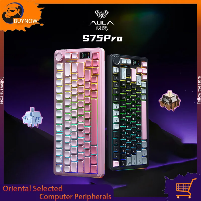 

AULA S75 Pro Wireless Mechanical Keyboard Customized Tri-Mode Connectivity Gasket Structure Full-Key Hot-Swappable Rgb Office