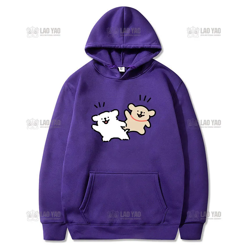 Kawaii Maltese Line Puppy Cartoon Hoodie Woman Man  Lovely Autumn and Winter Graphic Hoody Couple Keep Warm Hip-hop Long Sleeve