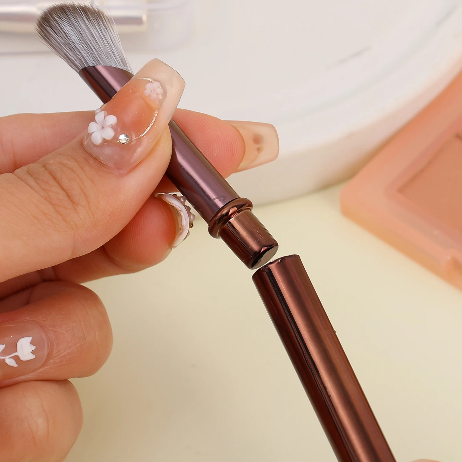 Juego de brochas de maquillaje portátiles, 6 uds., para Mini sombra de ojos profesional, sombra de nariz, cepillo de ángulo de contorno, herramientas cosméticas de viaje