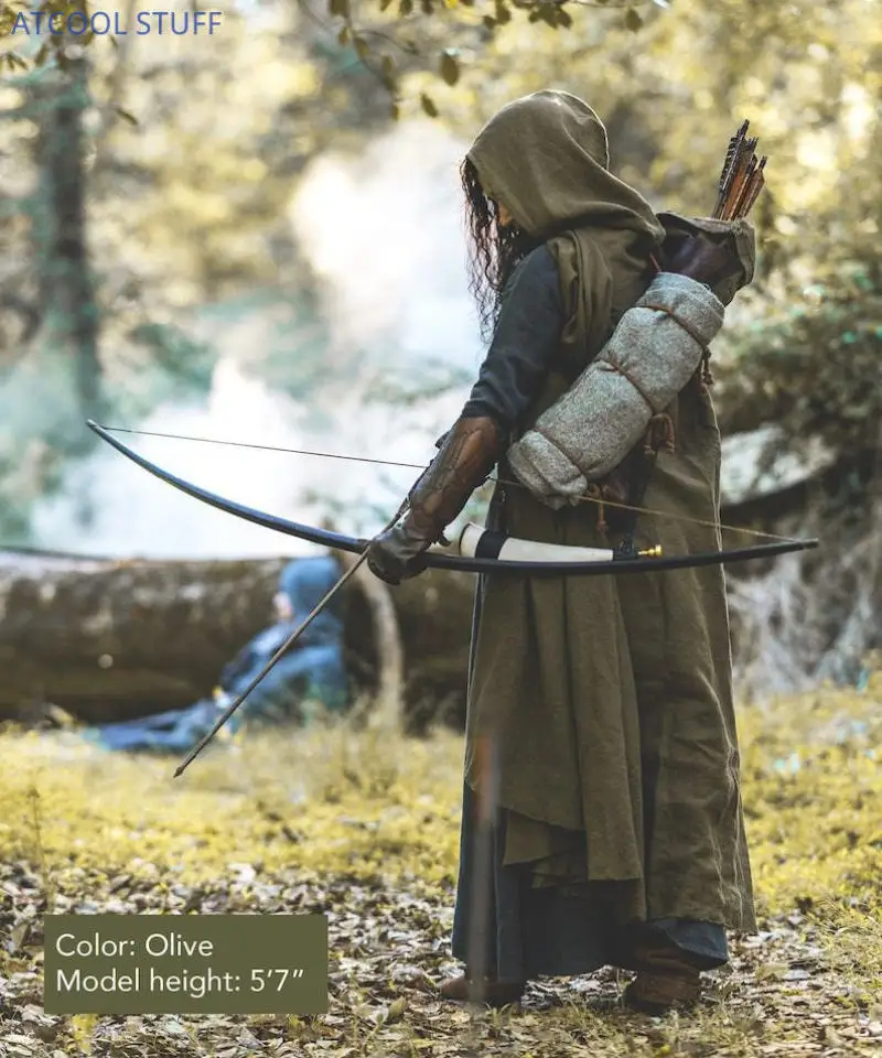 Medieval Ranger Cloak Linen Archer Cosplay 18th Century Renaissance Hooded Thin Cape Adult Cosplay Costume Knight Cloak