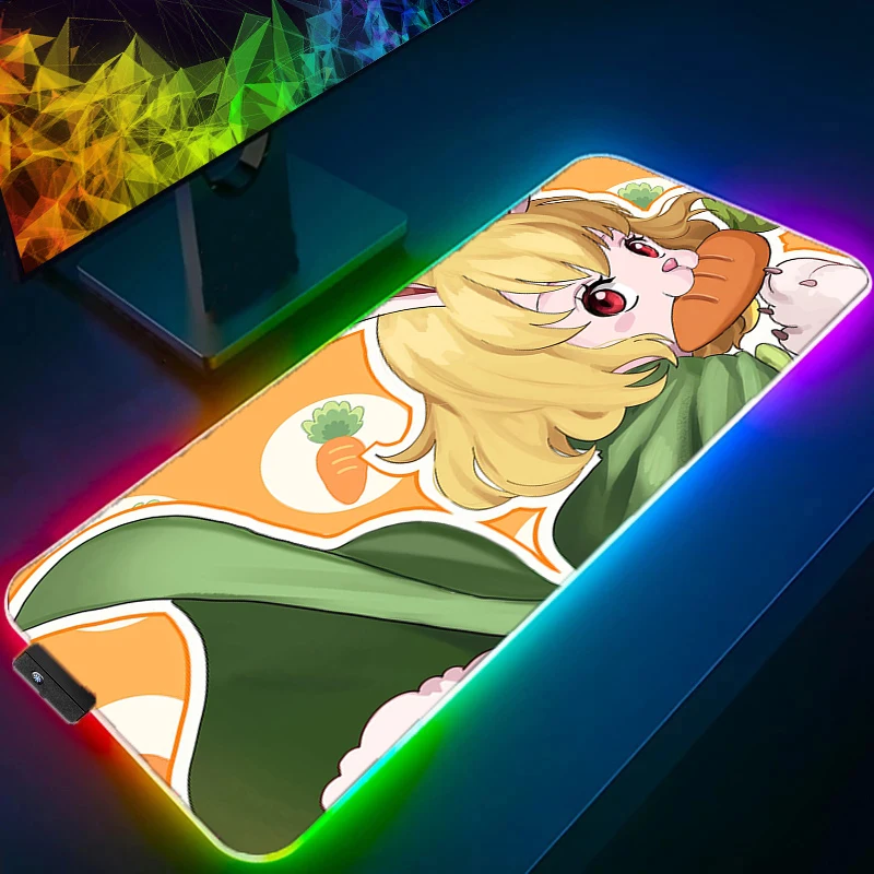 

RGB LED Mouse Pad Office Desk Mat Rubber Computer Mousepad HD Keyboard Pad PC Accessories One Piece Carrot Mouse Mat Tablet Pad