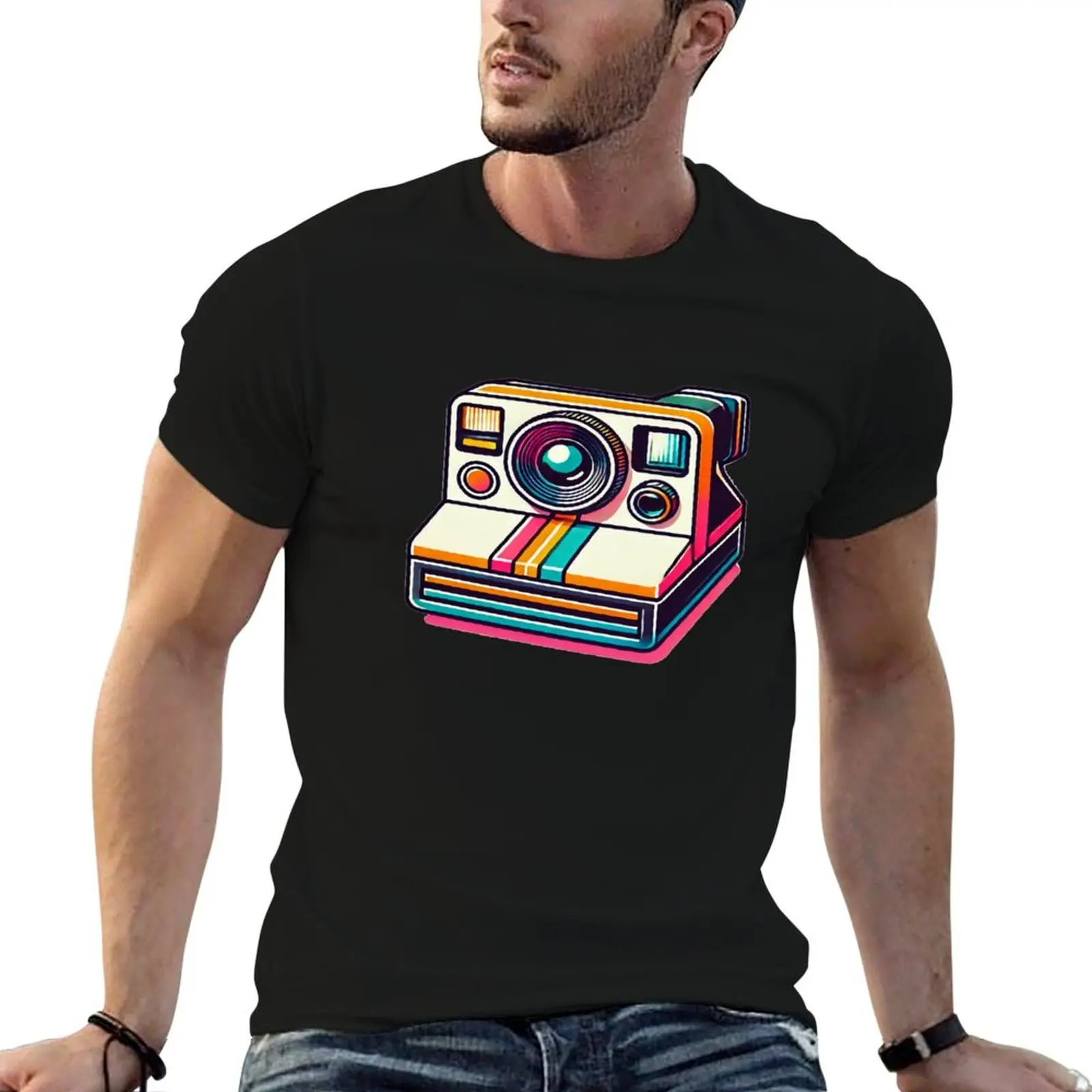 

Classic 80s Polaroid Camera Fitted Scoop T-Shirt vintage t shirts hippie clothes plus size tops sweat shirts, men