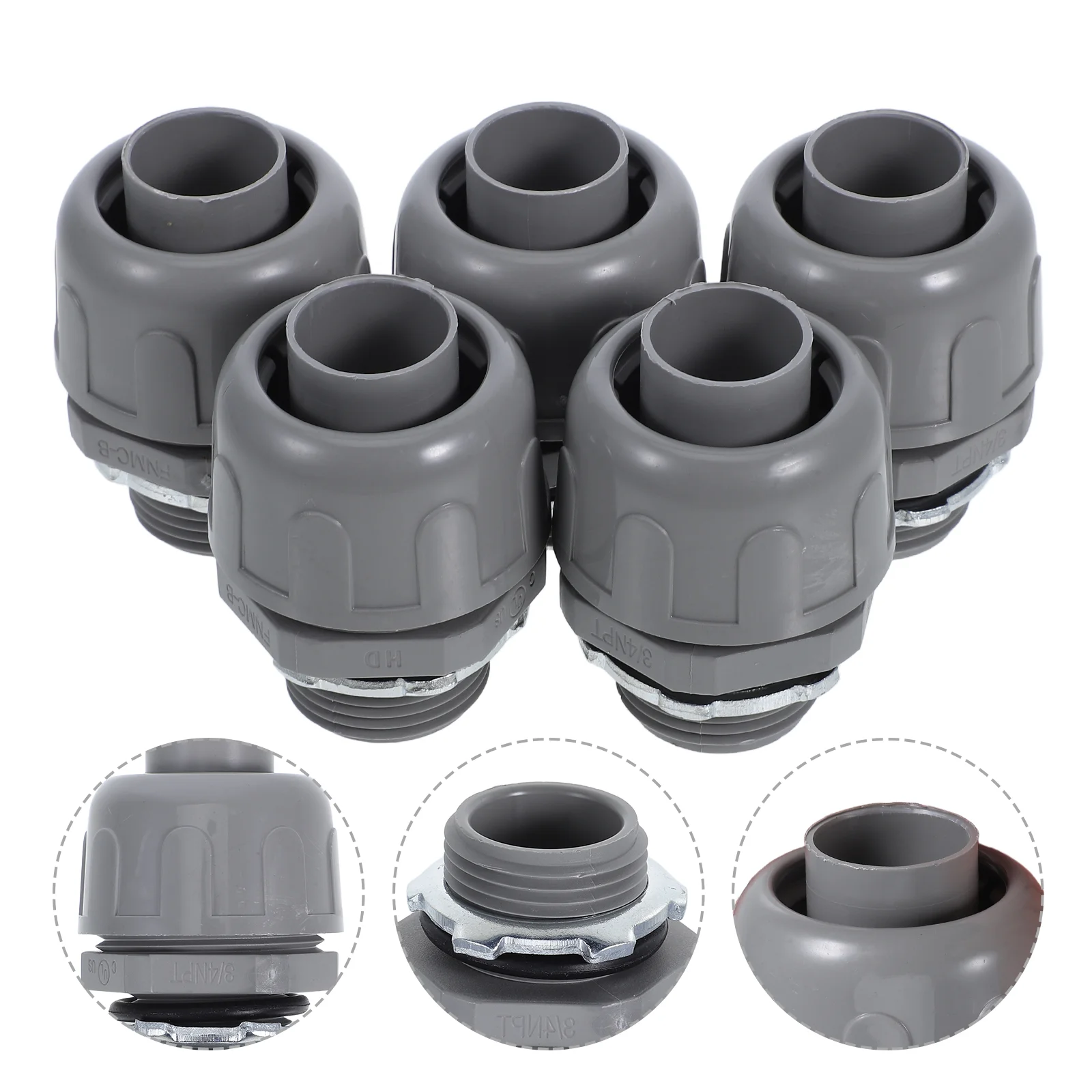 

5 Pcs Conduit Connector Electrical Cable Fitting Parts Conduits Straight Connectors Flexible Pvs Replacing Liquid Tight