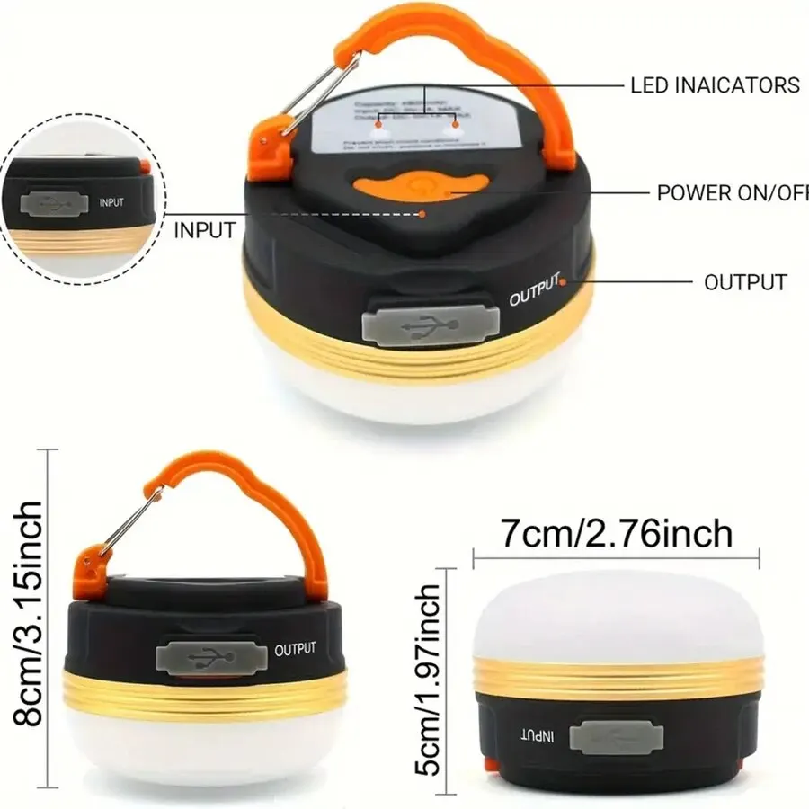 Rechargeable LED Camping Lantern With Magnet Base - Portable Tent Light With 4 Light Modes For Camping, Hiking, Fishing