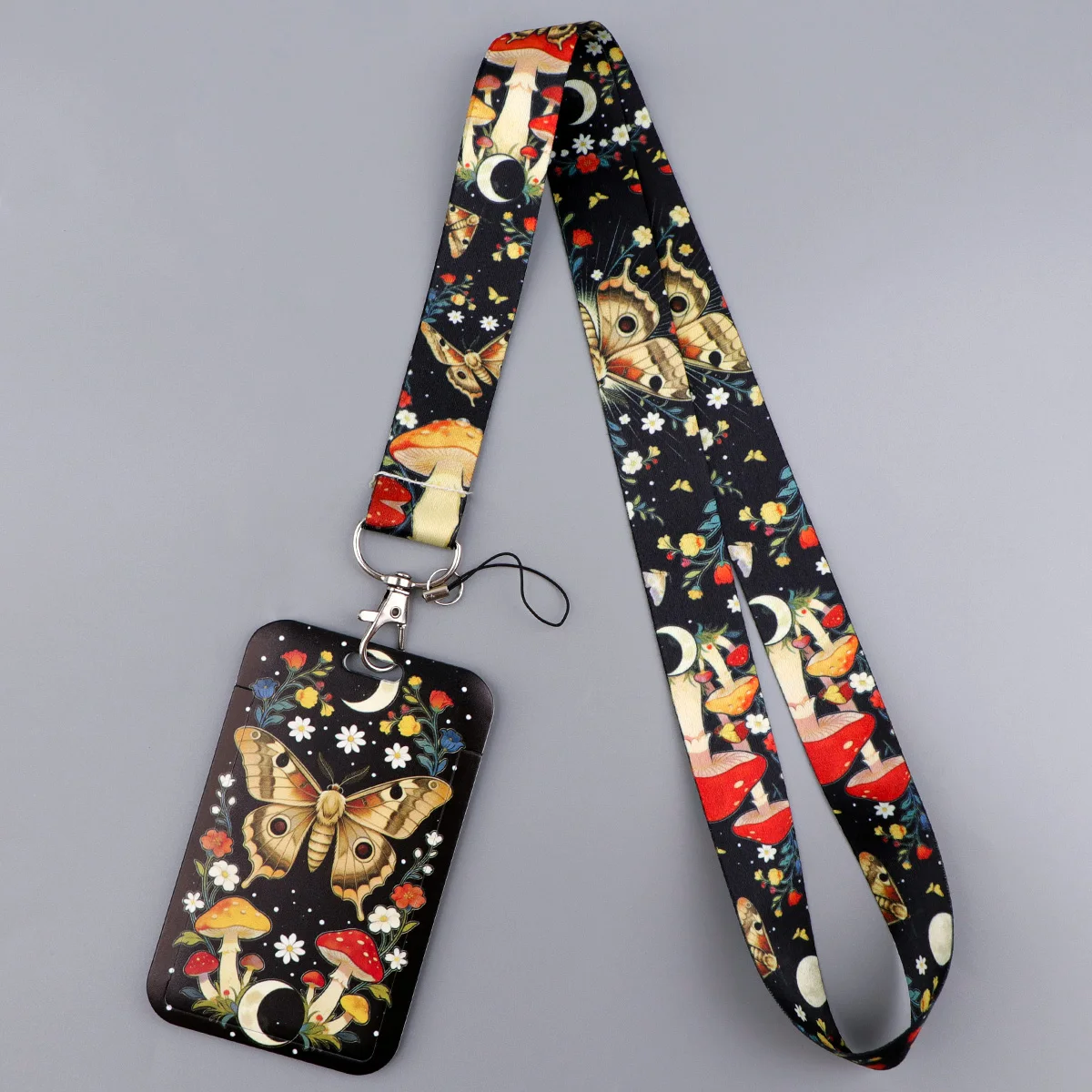 Moth Skull Flag Card Holder Punk Lanyard Neck Strap for Key ID Card Phone Straps Hang Rope Key Ring Holder Accessories Gift view 4