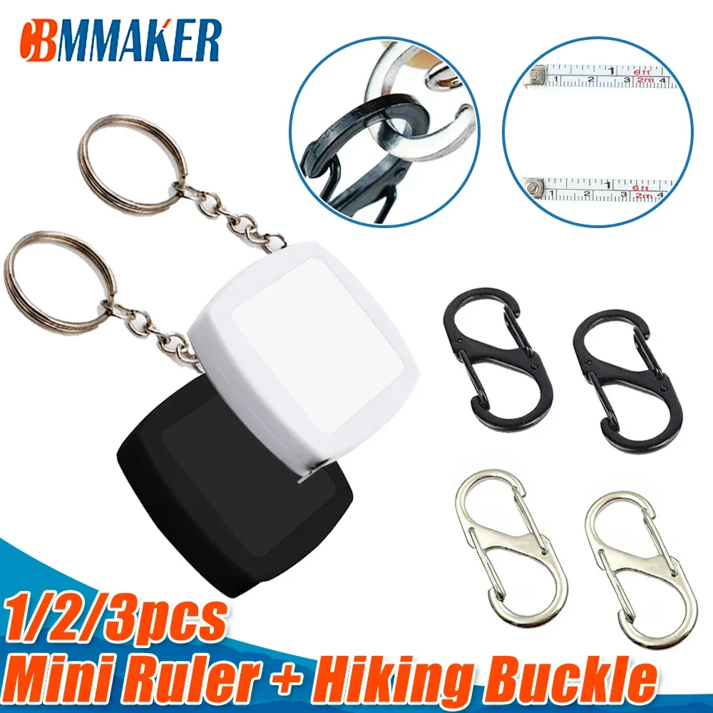 

Cbmmaker Stainless Steel 2m Small Ruler with S Type Outdoor Camping Backpack Mini Keychain Hook Anti-Theft Buckle DIY Key Rings