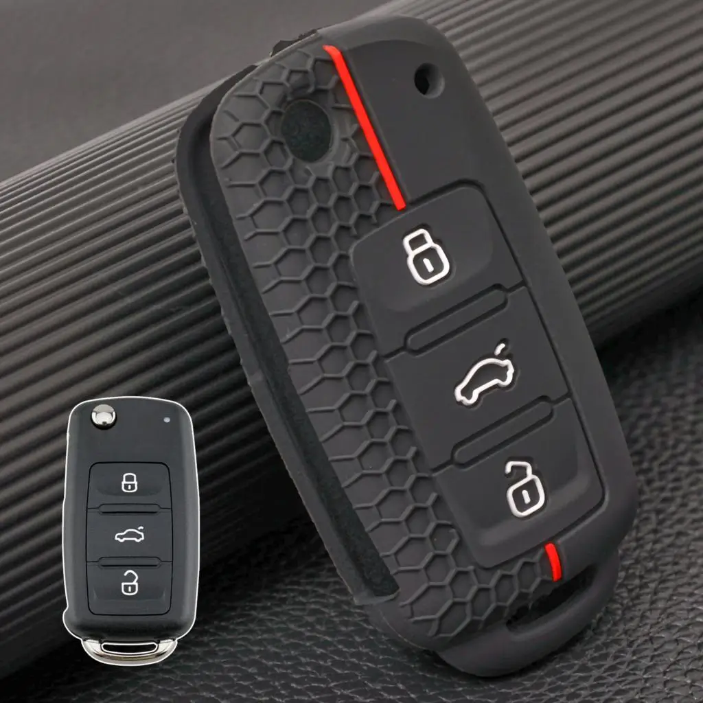 3 Button Car Remote Flip Key Fob Case Holder For Volkswagen Golf MK6 Polo Beetle Tiguan Touran Passat Caddy Jetta Eos Skoda Seat