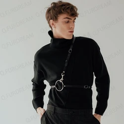 Gay Fashion Harness Chain Belt Men Groomsmen Harness Asymmetrical Harness Cross Chest Harness Shoulder Strap Mature