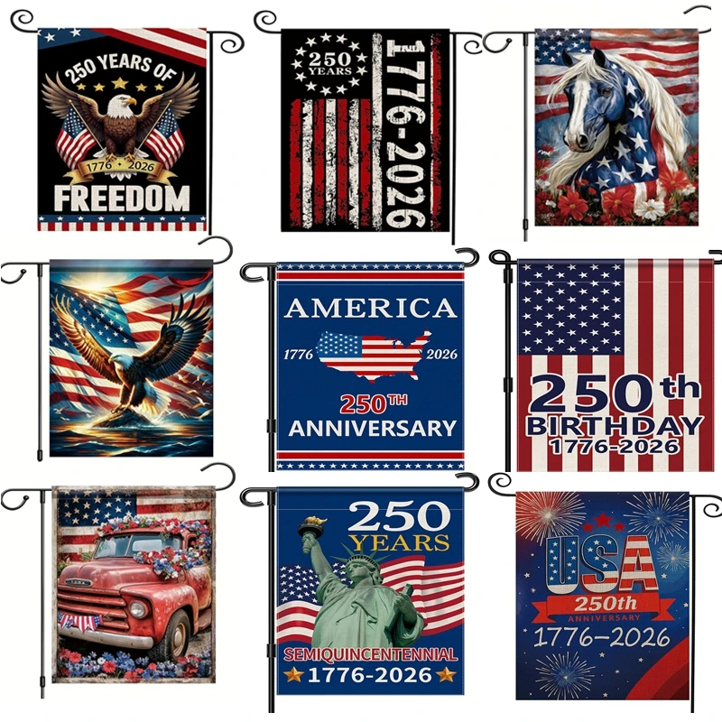 250th Anniversary American Garden Flag Double Sided Patriotic Banner Waterproof Yard Sign Outdoor Home Banner Decoration
