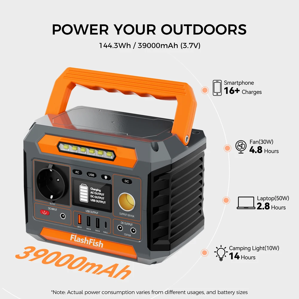 FF Flashfish P66A Tragbare Powerstation 200W mit 100W Solarpanel, 144Wh Solargenerator-Batterie 39000mAh Camping-Mobilstromversorgung – Detail 4