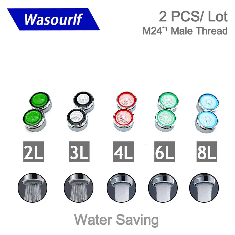 Wasourlf M24 Tap Aerator Set of 2, 2/3/4 Liter Flow 6