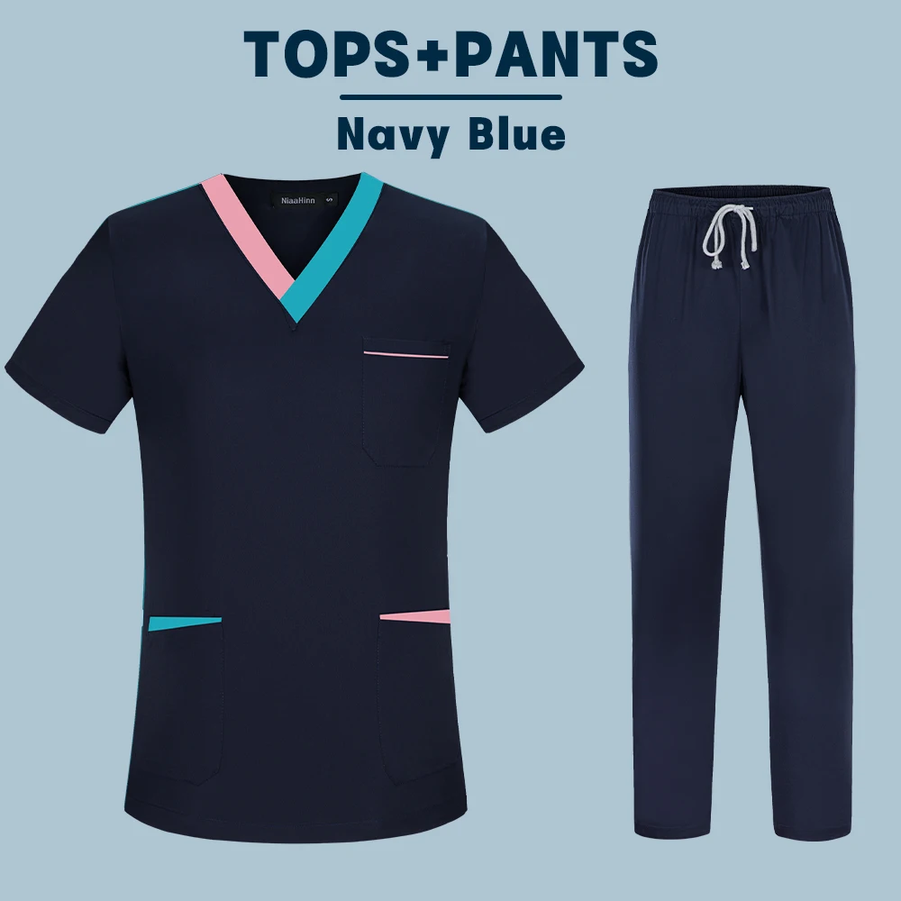 Surgical Scrubs Breathable Dental Clinic Veterinary Uniforms For Women Male Beauty Salon WorkWear V-neck Medical Scrub Tops