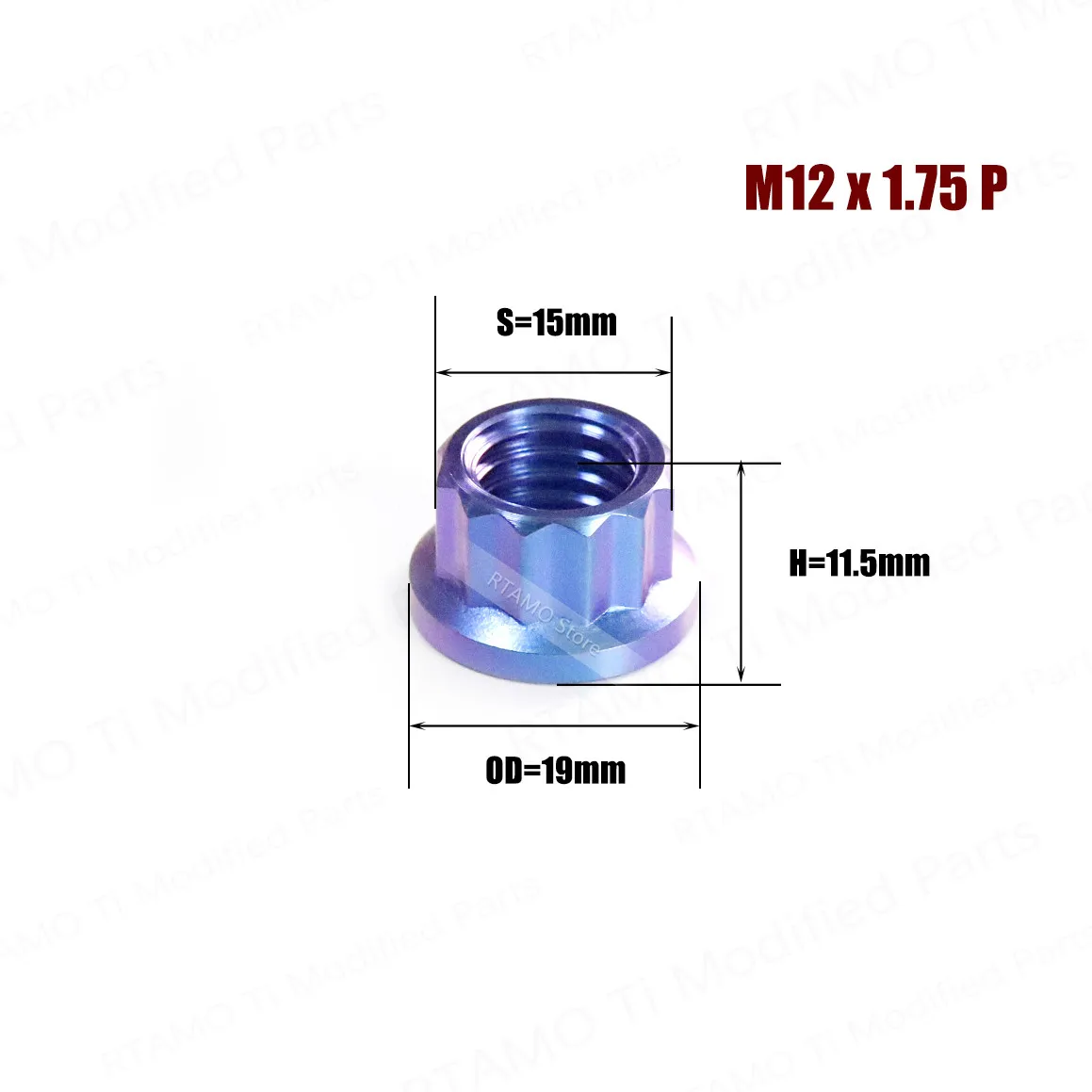 1 pz titanio 12PT dado forgiato a caldo M8/M10/M12 antifurto