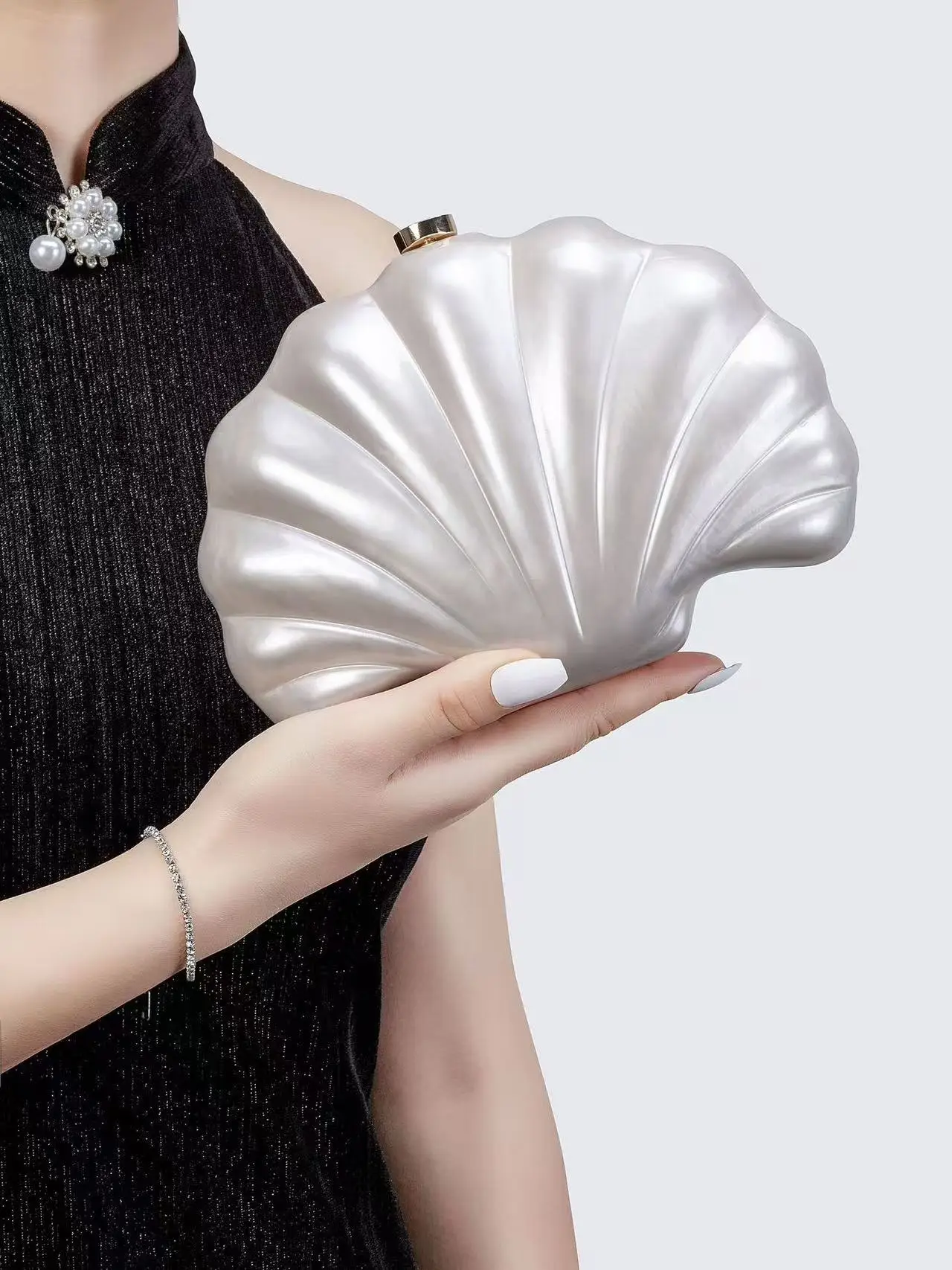 

Shimmer Striped Acrylic Shell Bag Women's Handbag Luxury Fashion Evening Bag Wedding Party Clutch Purse Shoulder Crossbody Bag
