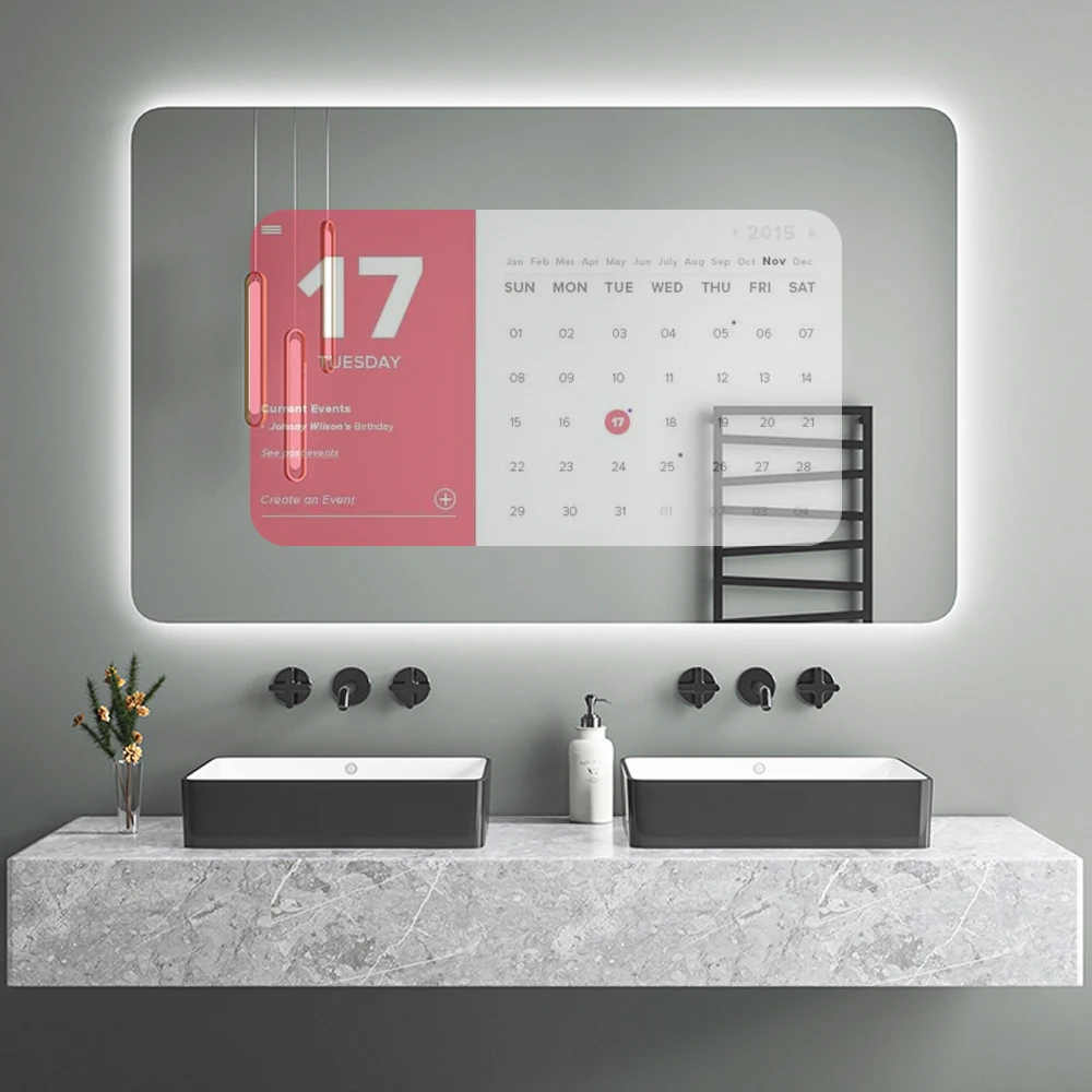 15.6 Inch IP66 Waterproof Lcd Screen Touch Advertising Playing Equipment Bathroom Smart Android Magic Mirror AI Voice Control
