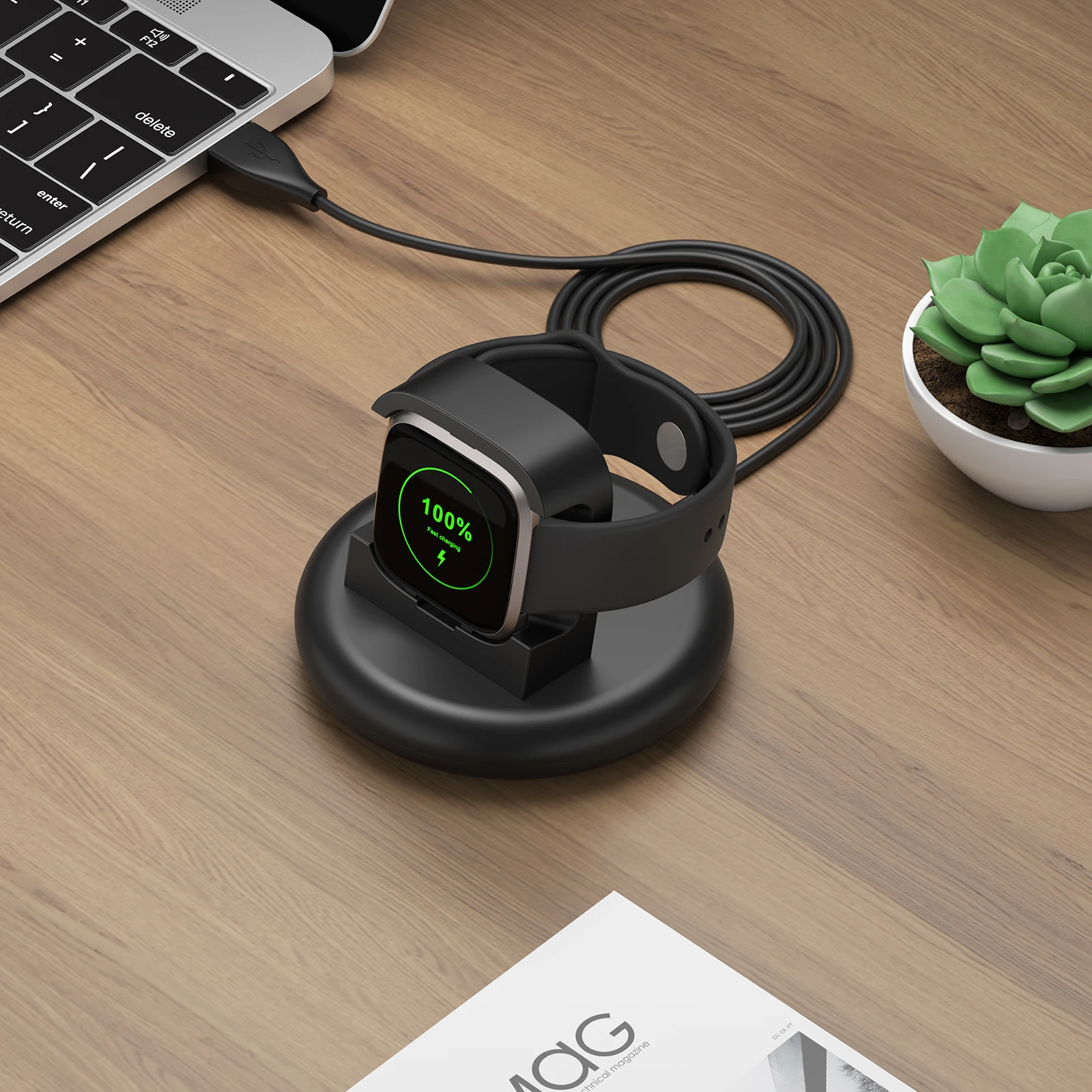 Support magnétique de câble de chargeur de montre intelligente pour Fitbit Versa 2, support de charge, base de station S6 avec USB, 125cm