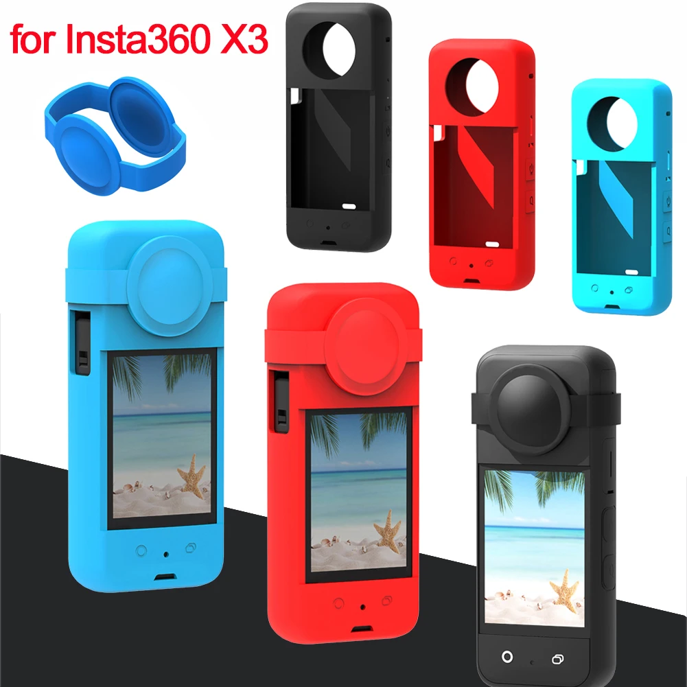 ل Insta360 X3 سيليكون واقية غطاء الجسم غطاء عدسة الحرس غطاء ل Insta 360X3 اكسسوارات لينة الجسم الحال بالنسبة Insta360 X3