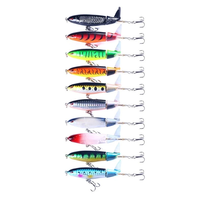 10Pcs Propeller Baits Lure Fish Hook Rotating Tail Artificial Baits Hard Crankbait Topwater Fishing Lures Fishing Tackle