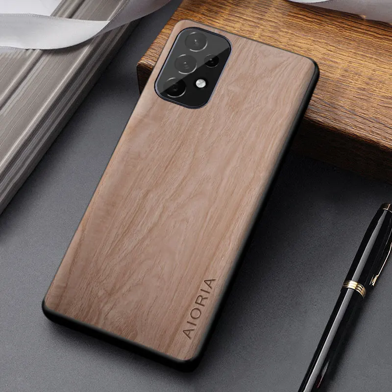 Case For Samsung Galaxy A53 A73 A33 A23 A13 5G coque simple unique design lightweight wood pattern pu leather cover funda
