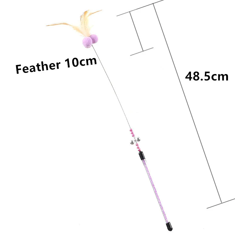 Cat Toy Cats Feather Toy Steel Wire Cat Toys with Bell Stick Scratch Bite Feather Toys for Cats Teaser Stick Ball Pet Products