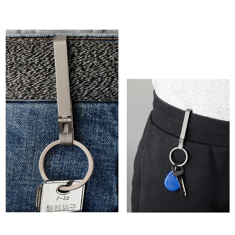 Men's Titanium Alloy Keychain Waist Belt Hanging Keychain Car Keychain Super Light Easy To Use Pendant Belt Buckle