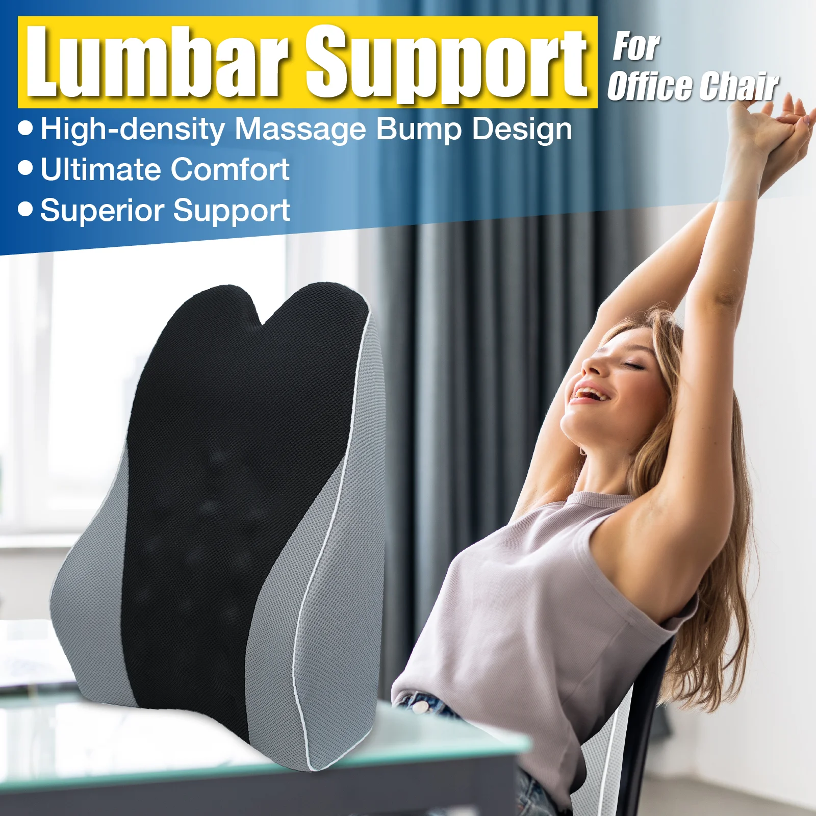 

Car Lumbar Support Durable Plum Elastic Straps Zipper Comfortable Auto Car Accessories Ergonomic Back Pain Relief Office Soft