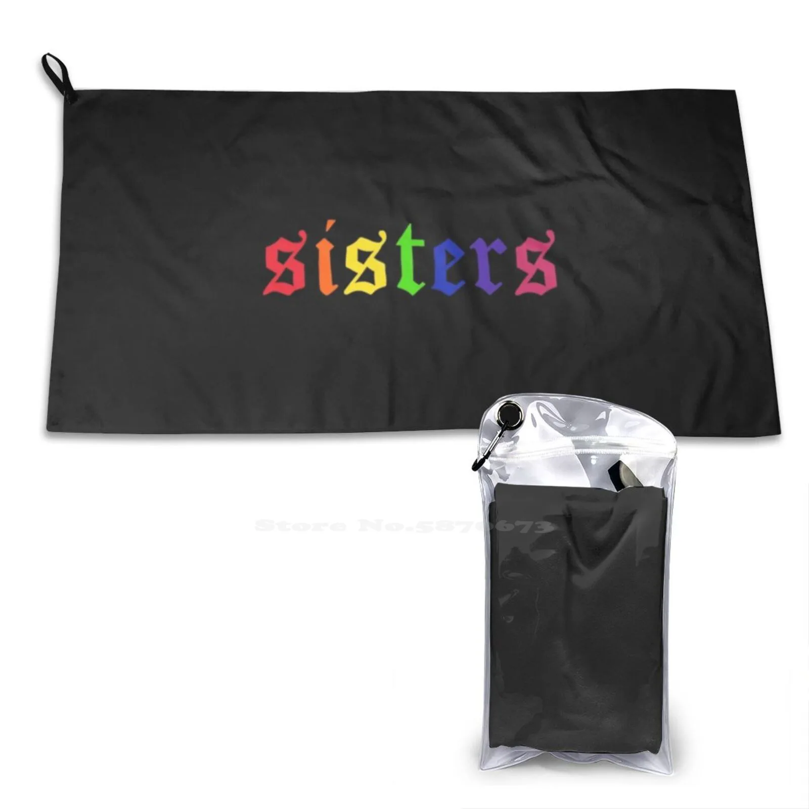 James-Rainbow Sisters ( Black ) 3D Print Bath Towel Strong Water Absorption Sisterjames Makeup Youtubers Rainbow Colors Sisters