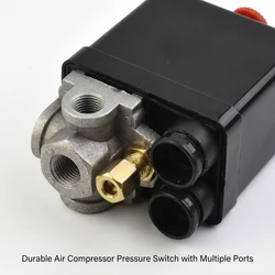 4-Port Manifold Pressure Switch 90-120PSI Automatic Electric Control Accessory for Air Compressor