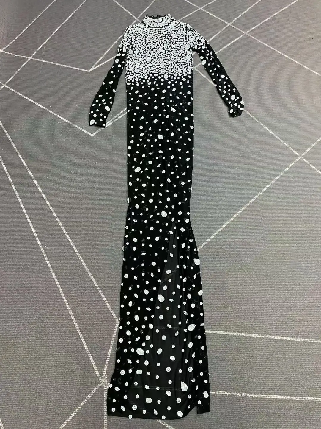 Dashuijing Elegant Women High end Evening Dress Silver Full Diamond Sexy Perspective Mesh Dress Birthday Banquet Cocktail Dress