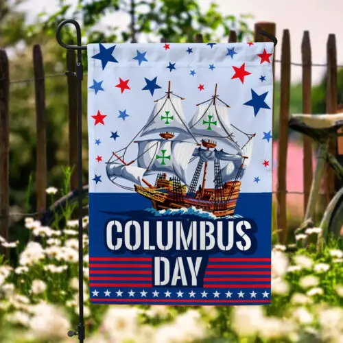 Bandera decorativa americana del jardín del feliz día de Columbus AAN