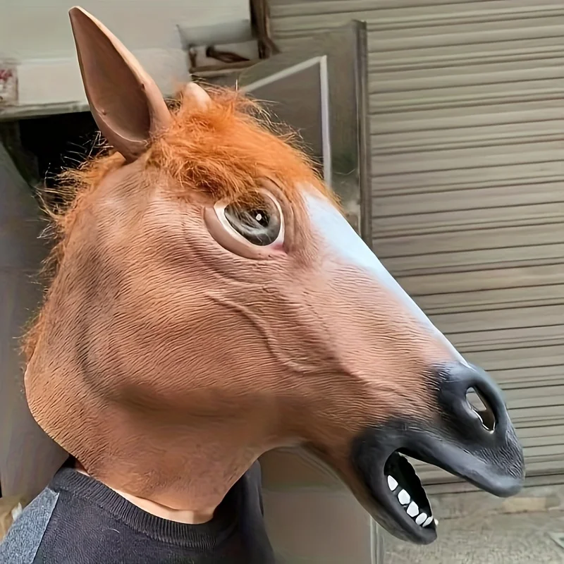 Men Brown Horse Masks Girl Funny Horse Head Mask Latex Animal Mask Novelty Halloween Cosplay Costumes Headgear Mascara De Latex view 2