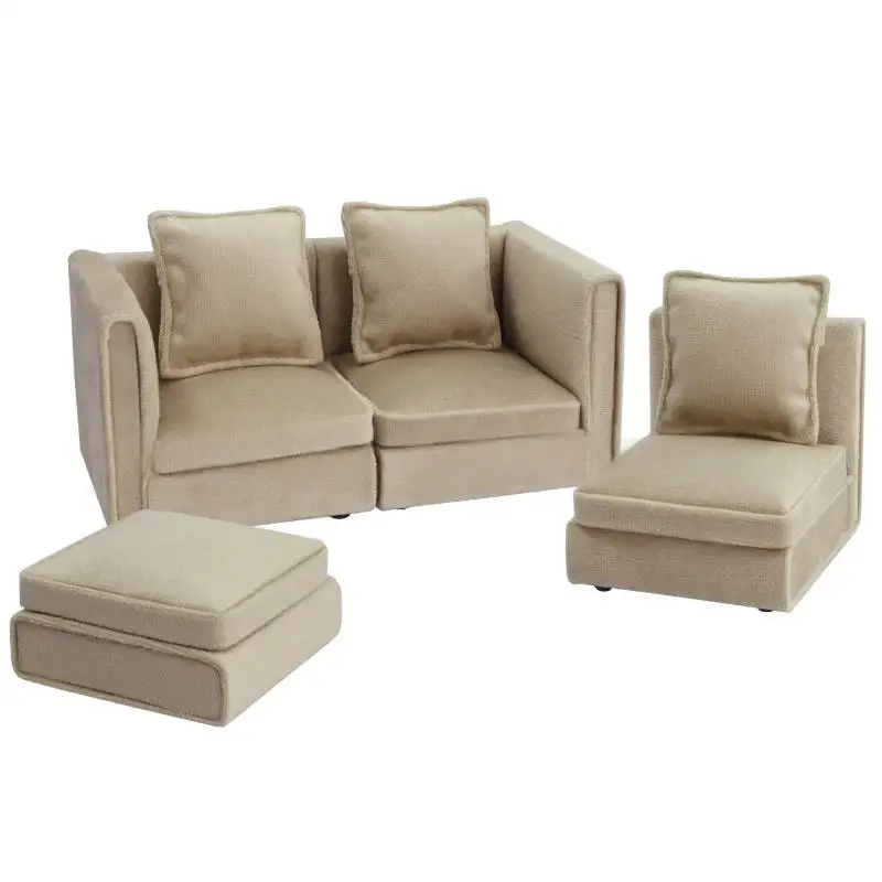 1 Set 1:12 Mini Mobili per casa delle bambole Simulazione Sedie da soggiorno in miniatura Latte Albicocca Divano ad angolo Bambini Giochi di imitazione Decorazioni fai da te