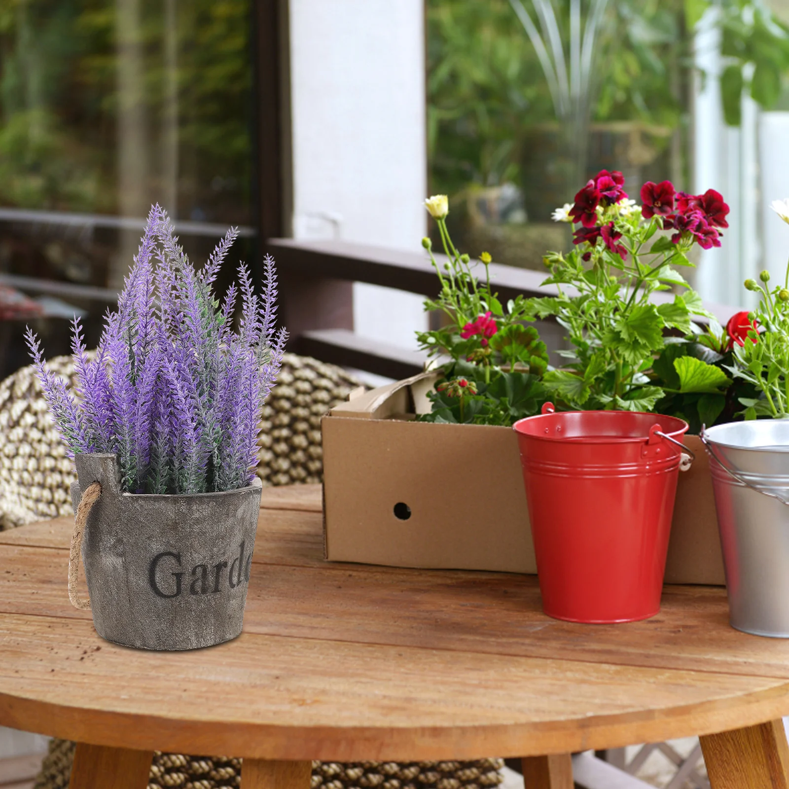 

High Realism Lavender Artificial Potted Plant Purple Faux Flowers For Home Bathroom Office Decorative Wedding Farmhouse Table