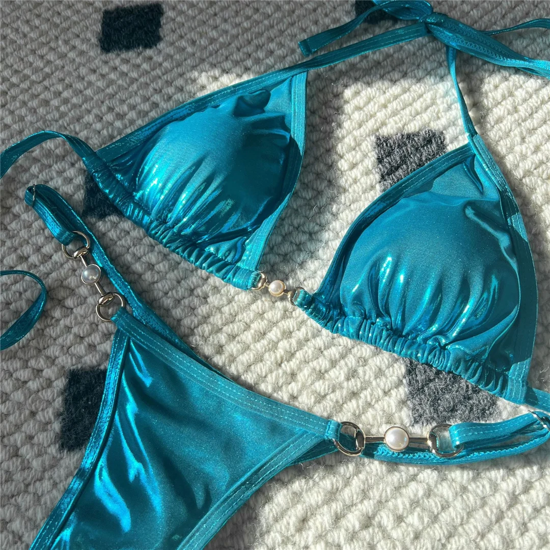 PU-Kunstleder-Neckholder-Mini-Tanga-Bikini Damen-Badebekleidung Zweiteiliger Bikini-Set Badeanzug Schwimmanzug V5206W – Detail 40