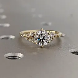 14k Plated 1-3CT All Moissanite Rings for Women Sparkly Luxury Wedding Diamond Band 925 Sterling Silver Jewelry GRA Certificate